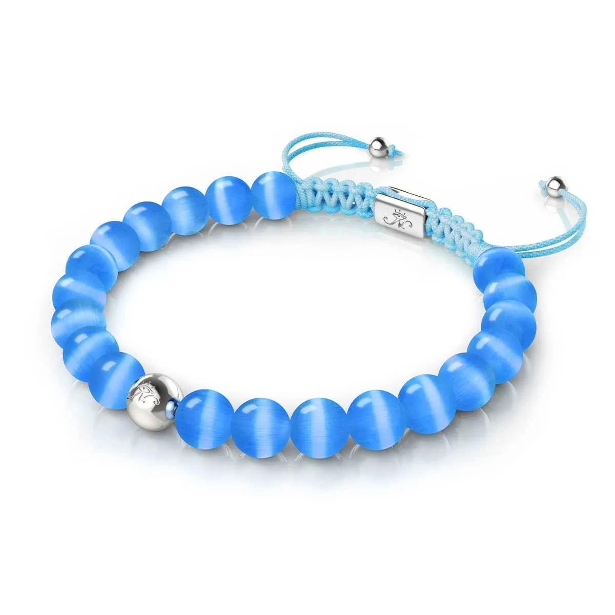 Azure | Silver | Cheshire Glass Macrame Bracelet