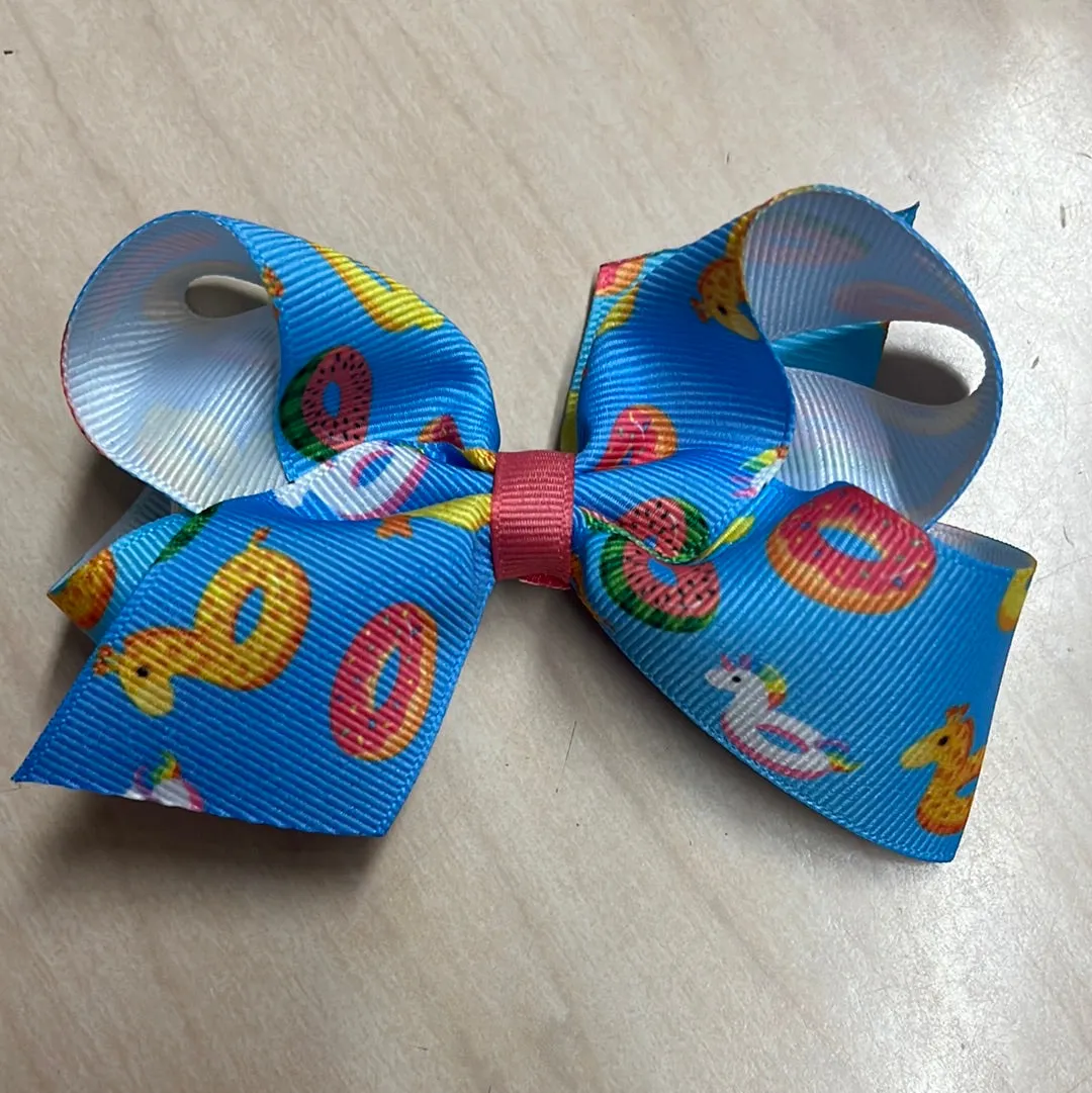 Beach print print grosgrain bow