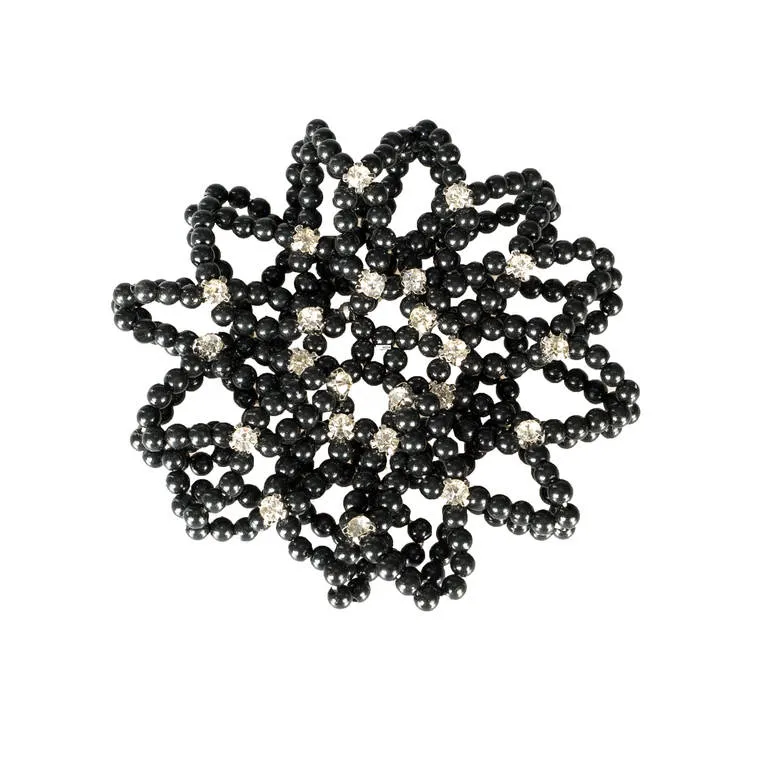 Beaded Hair Bun Cover (Black)