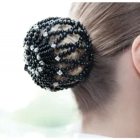 Beaded Hair Bun Cover (Black)