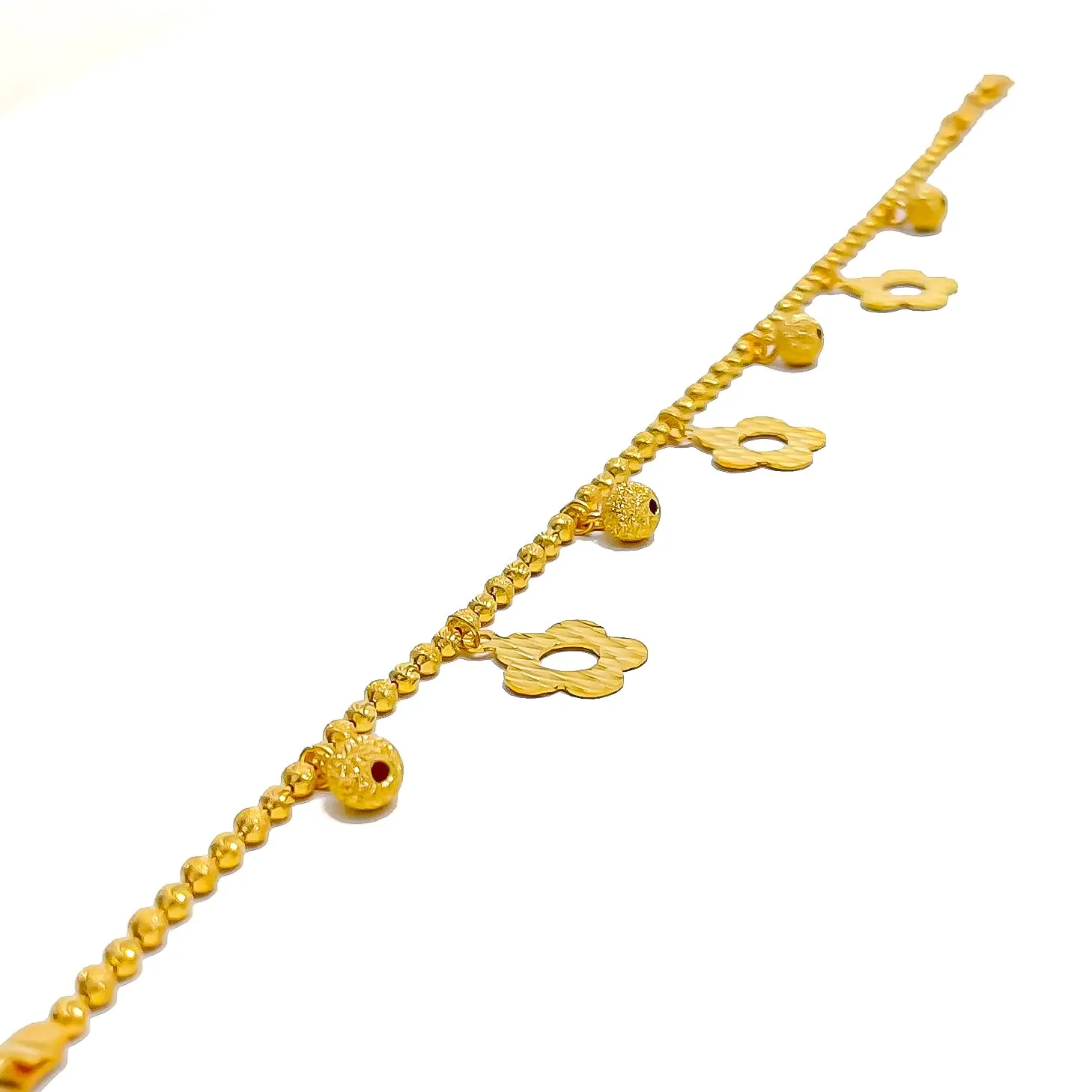 Beaded Orb Charm 22k Gold Bracelet