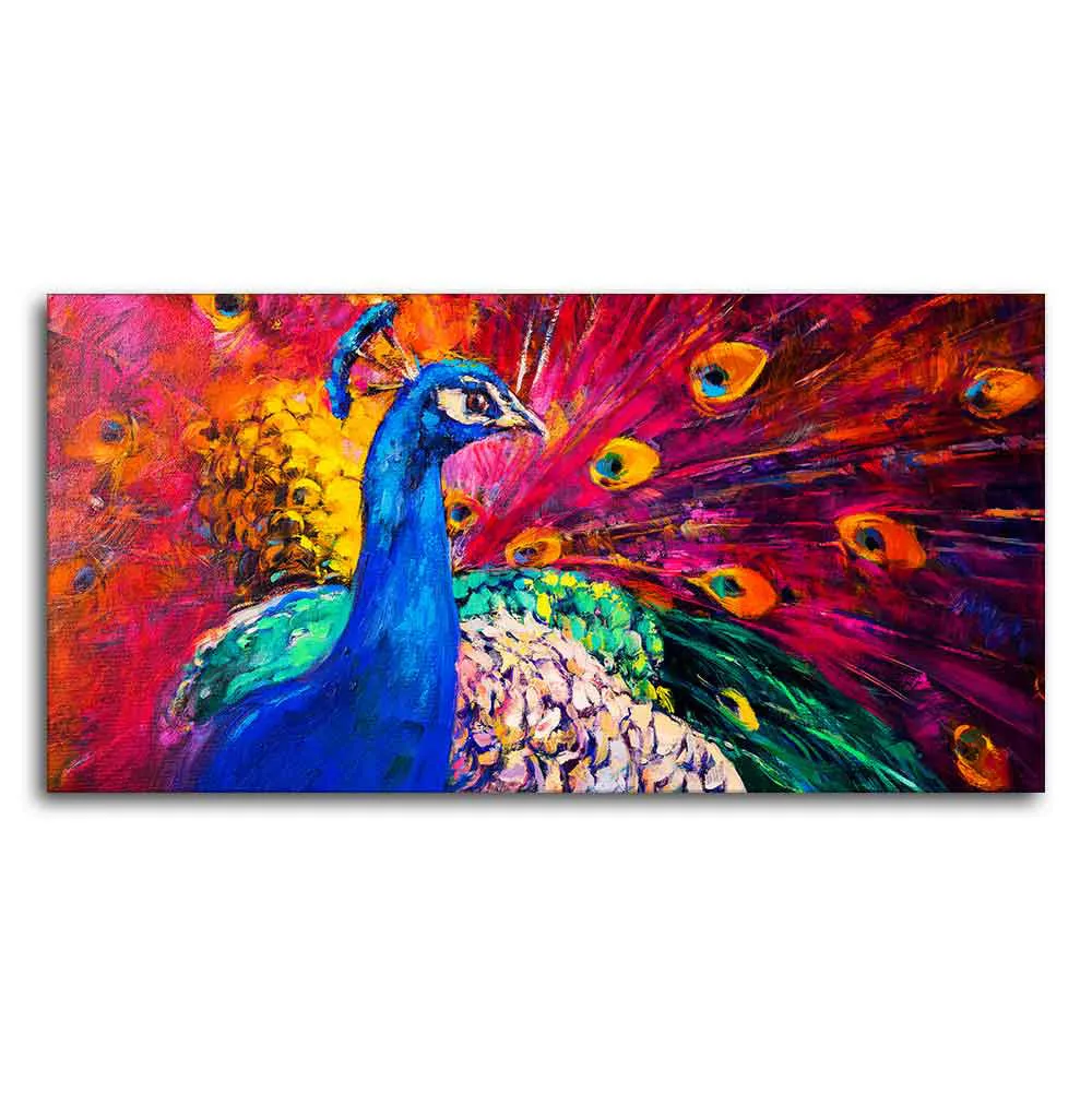 Beautiful Colorful Peacock Premium Canvas Wall Painting