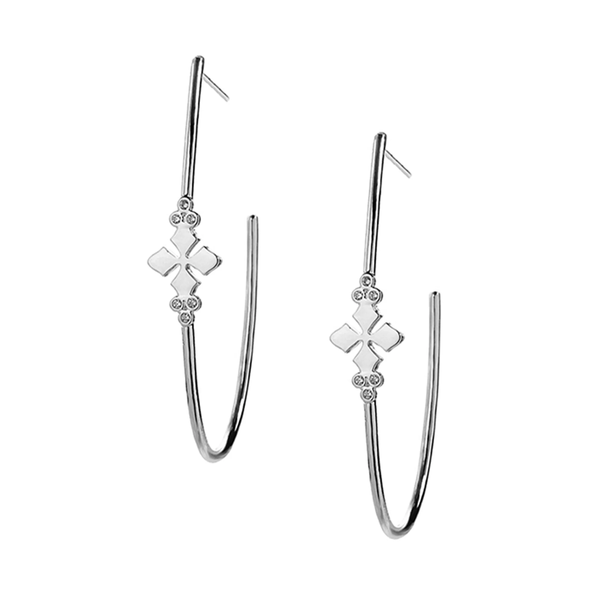 Believer Cross Hoop Earrings/Silver