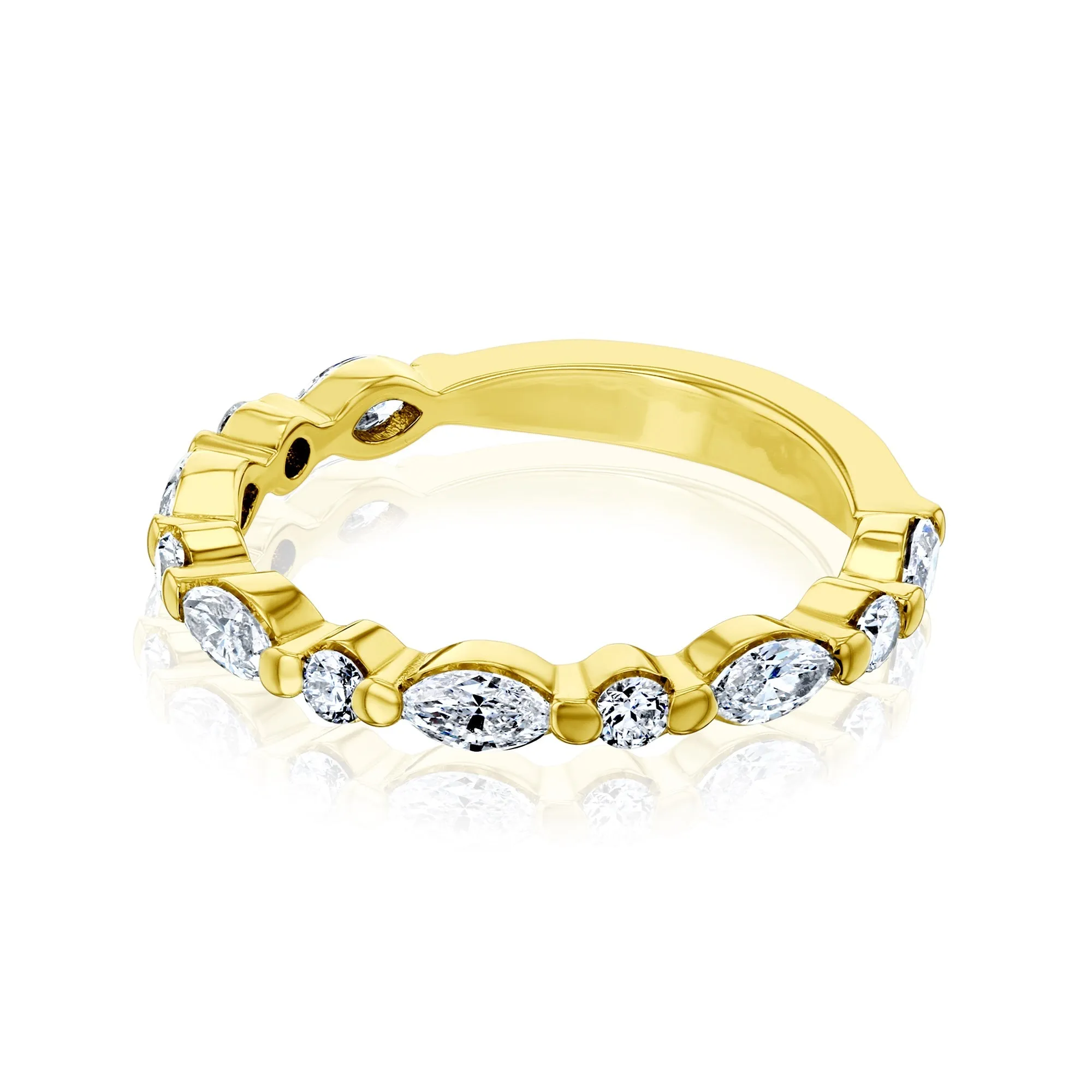 Billie - Marquise & Round Lab Diamond Bead Band