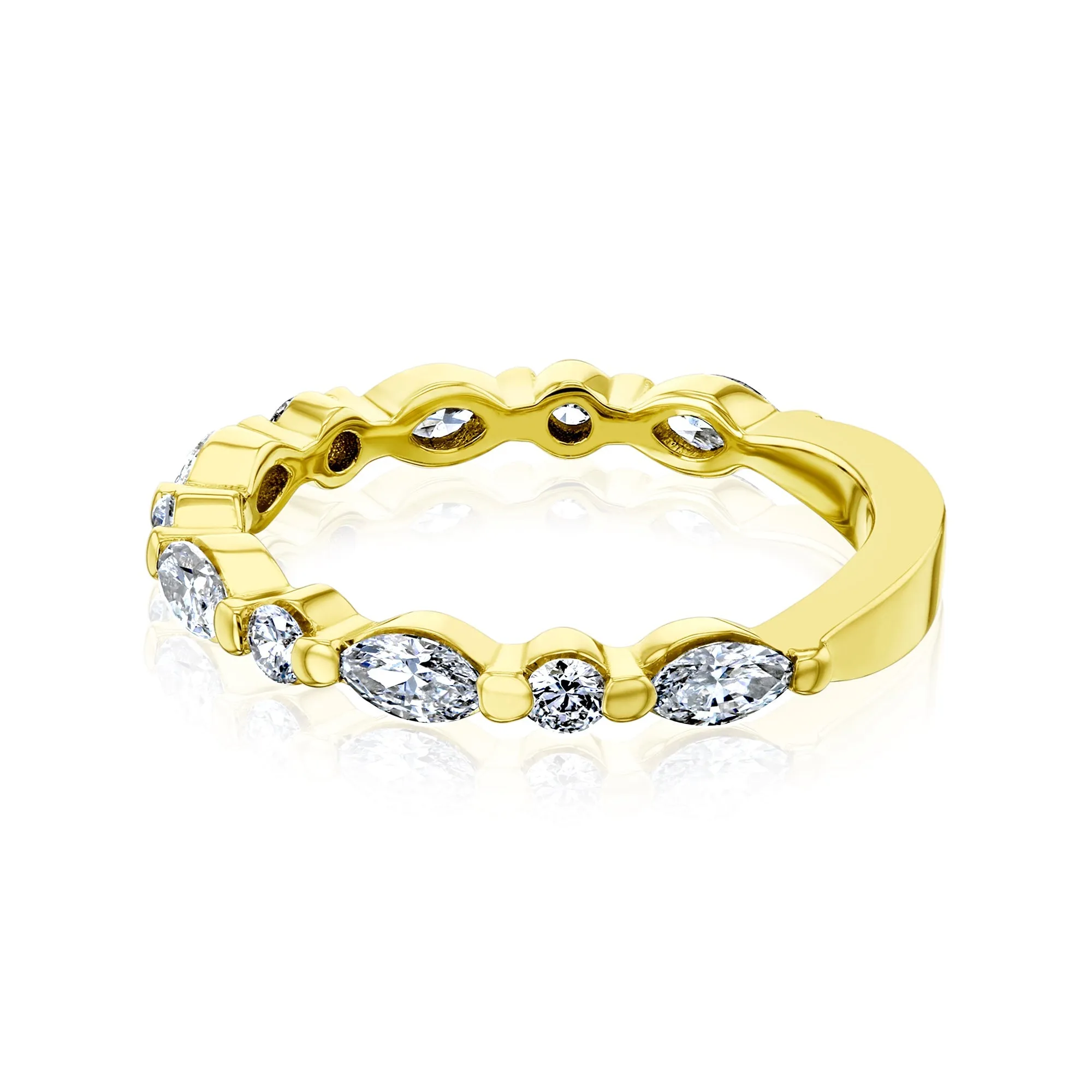 Billie - Marquise & Round Lab Diamond Bead Band