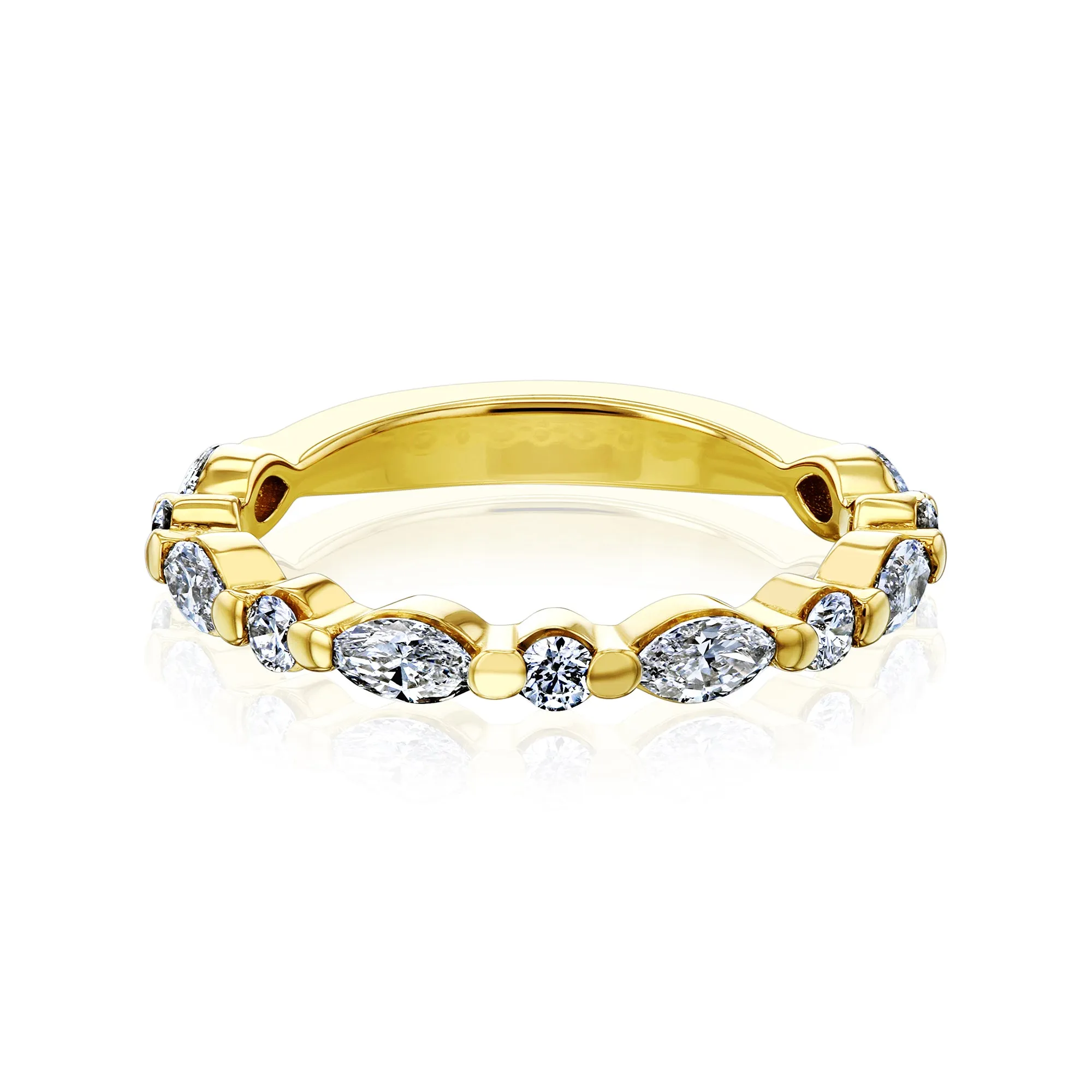 Billie - Marquise & Round Lab Diamond Bead Band