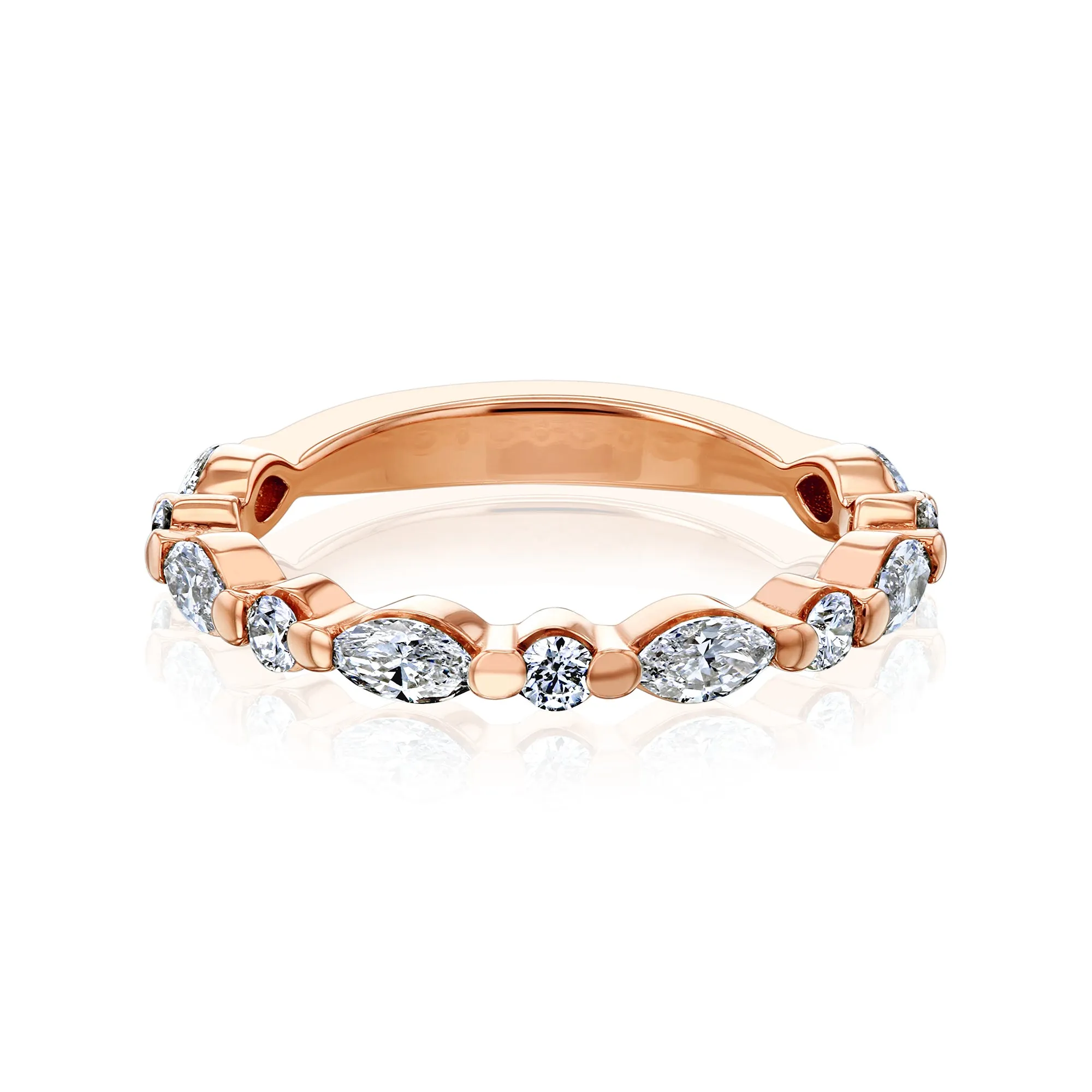 Billie - Marquise & Round Lab Diamond Bead Band