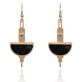 Black And Gold Vintage Earrings: 1920s Style Long Drop Earrings