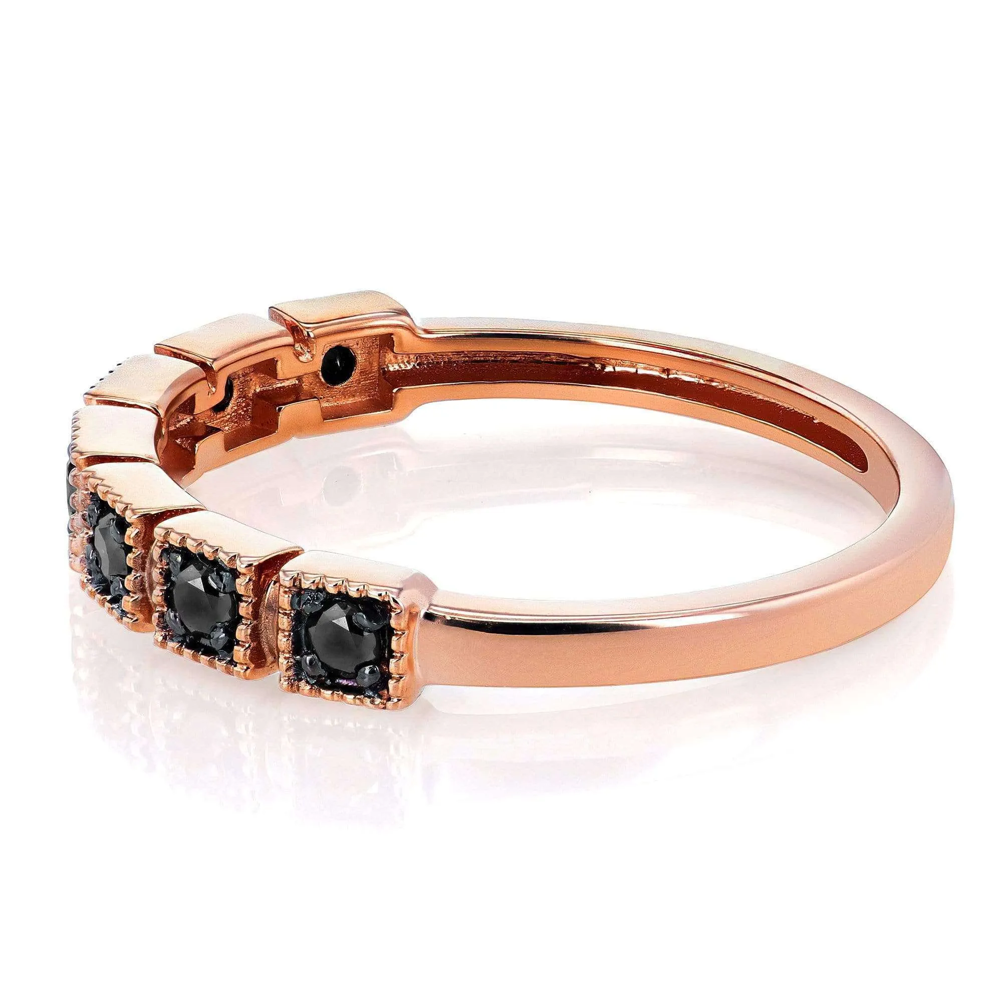 Black Diamond Wedding Ring 1/6ct TDW in 10k Rose Gold