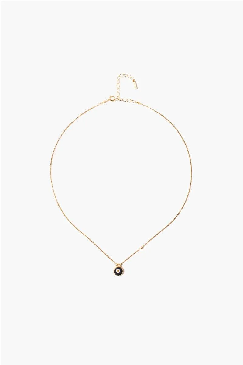 Black Evil Eye Necklace With Champagne Diamond