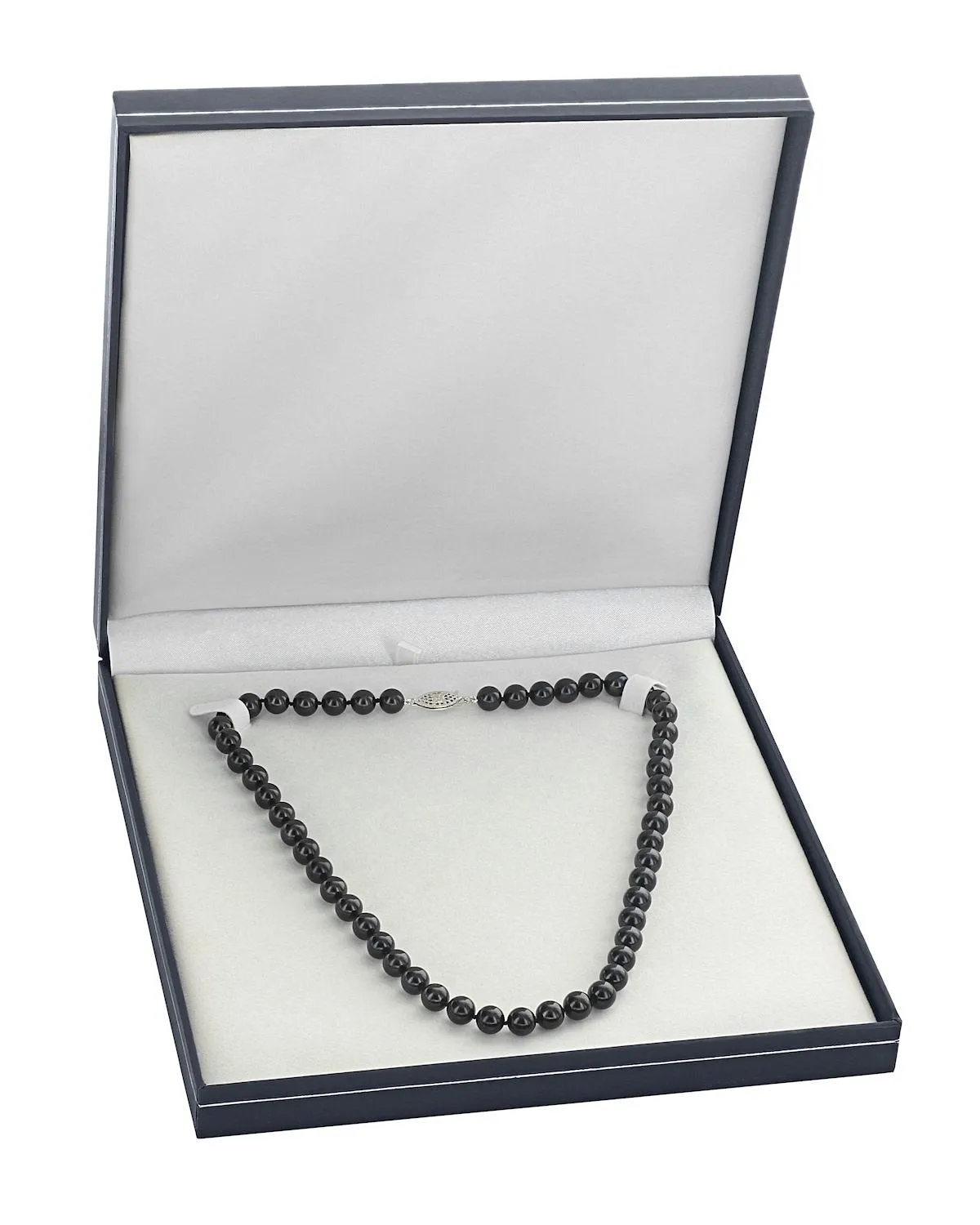 Black Japanese Akoya Pearl Necklace, 5.5-6.0mm - AAA Quality