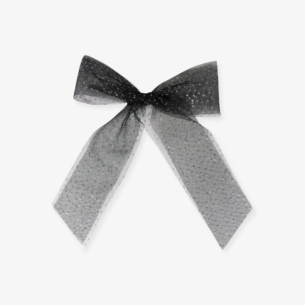 Black Luxe Tulle Bow Hair Clip