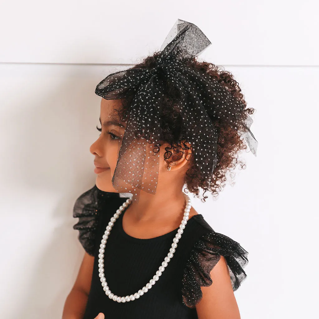 Black Luxe Tulle Bow Hair Clip