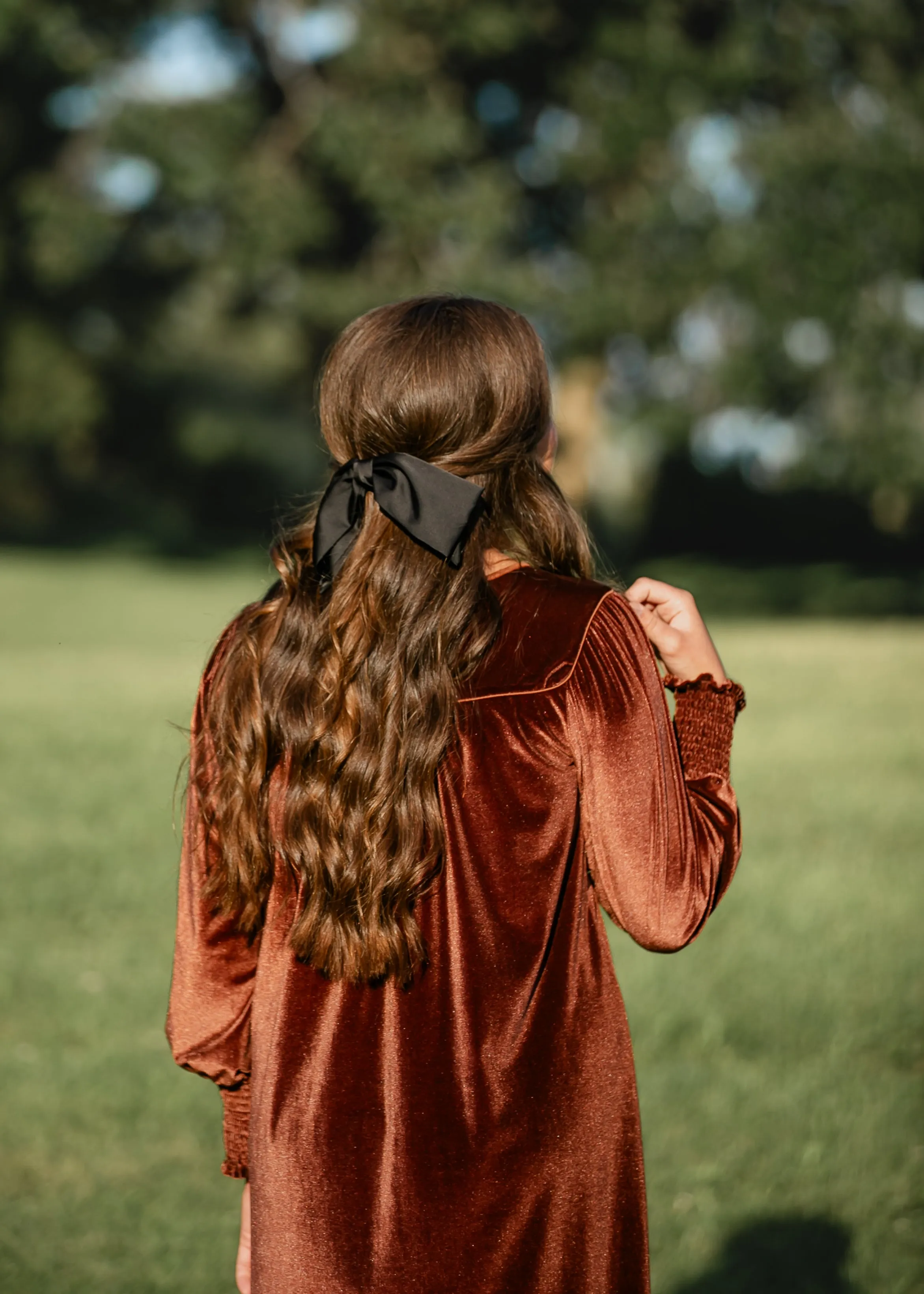 Black Satin Recycled Fabric Bow Hair Clip