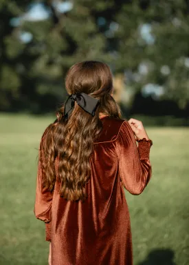 Black Satin Recycled Fabric Bow Hair Clip