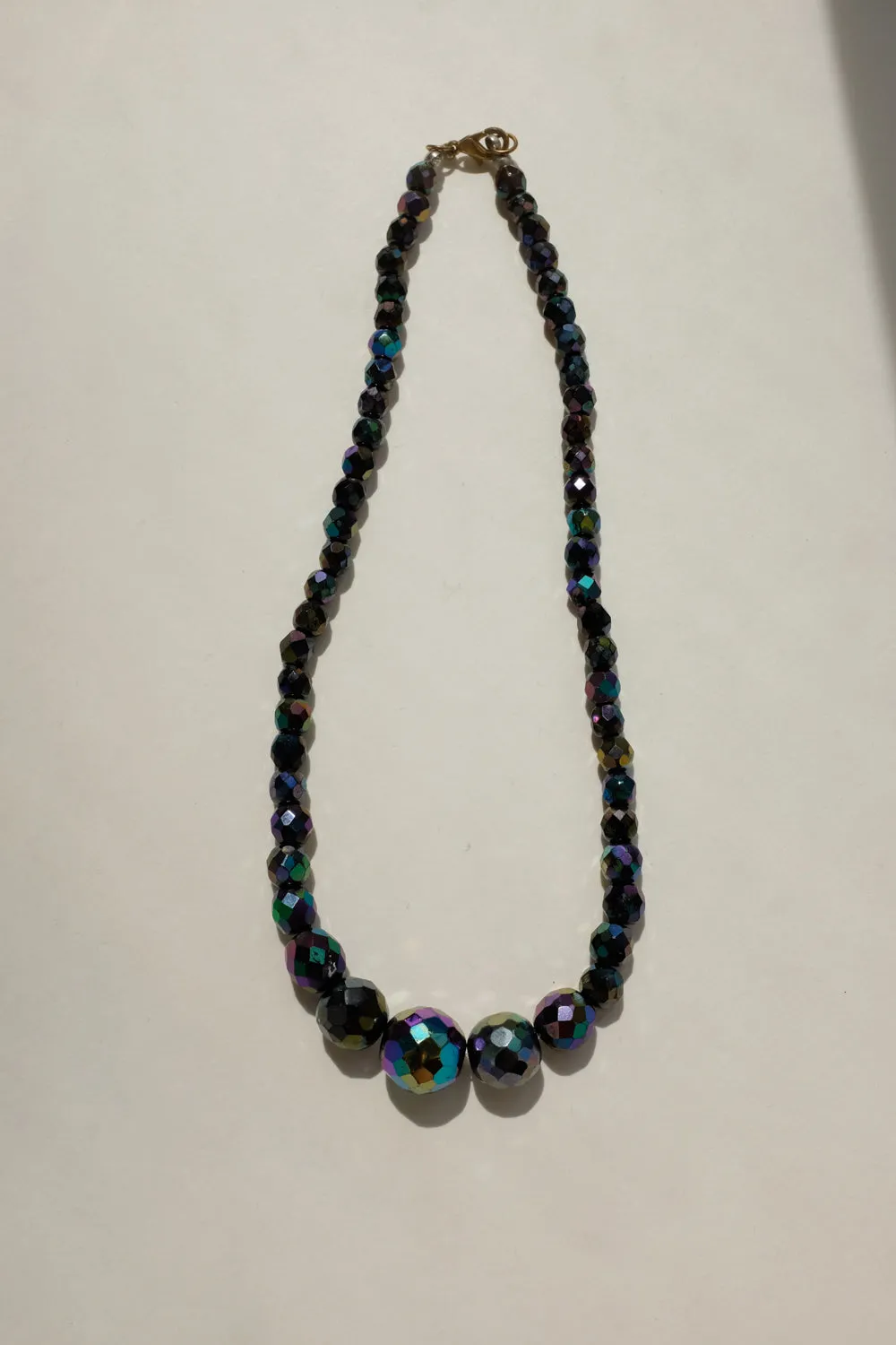 BLACK SPACE GLASS BEADS VINTAGE NECKLACE