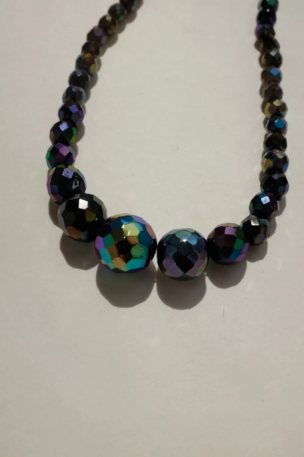 BLACK SPACE GLASS BEADS VINTAGE NECKLACE