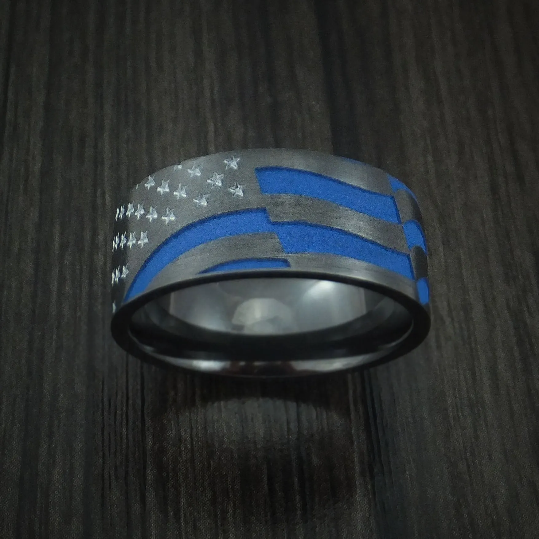 Black Titanium and Cerakote American Custom Made United States Men's Ring