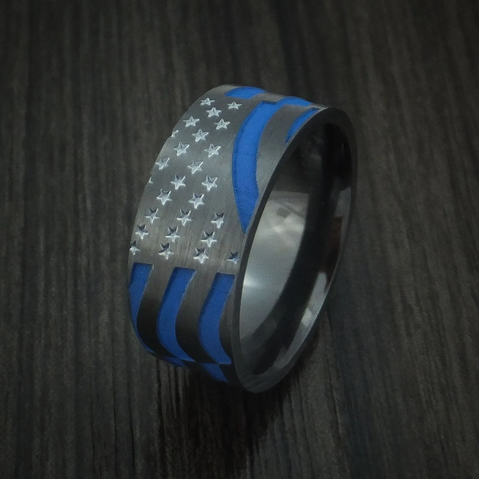 Black Titanium and Cerakote American Custom Made United States Men's Ring