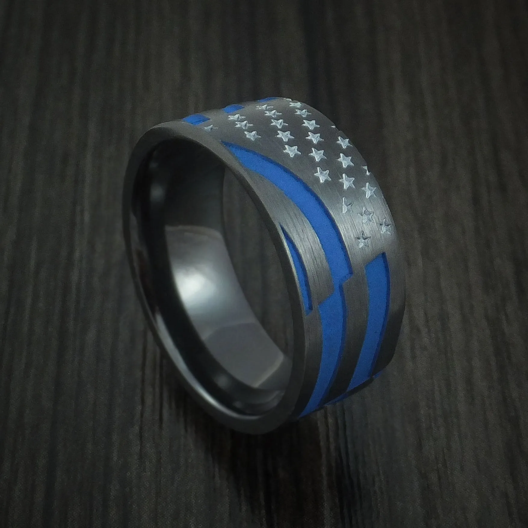 Black Titanium and Cerakote American Custom Made United States Men's Ring