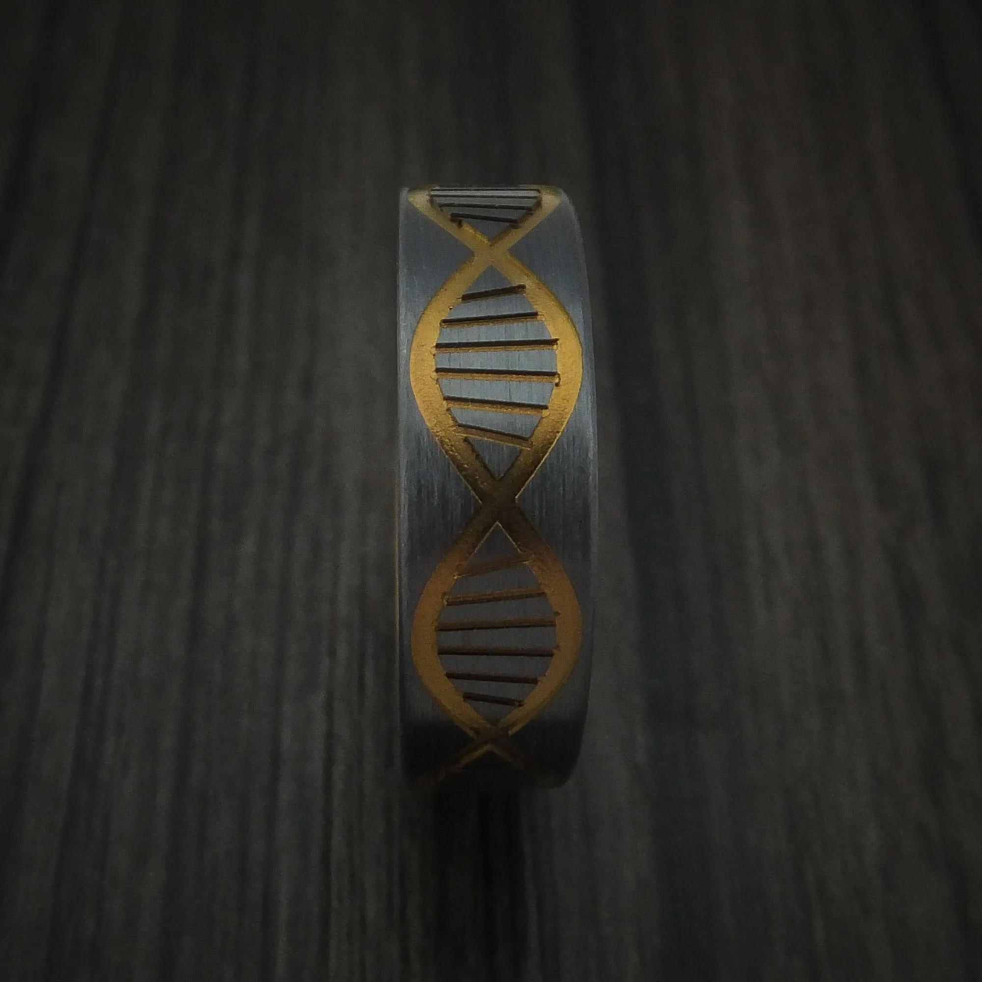 Black Zirconium DNA Strand Anodized Men's Ring Custom Made Band