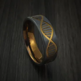 Black Zirconium DNA Strand Anodized Men's Ring Custom Made Band