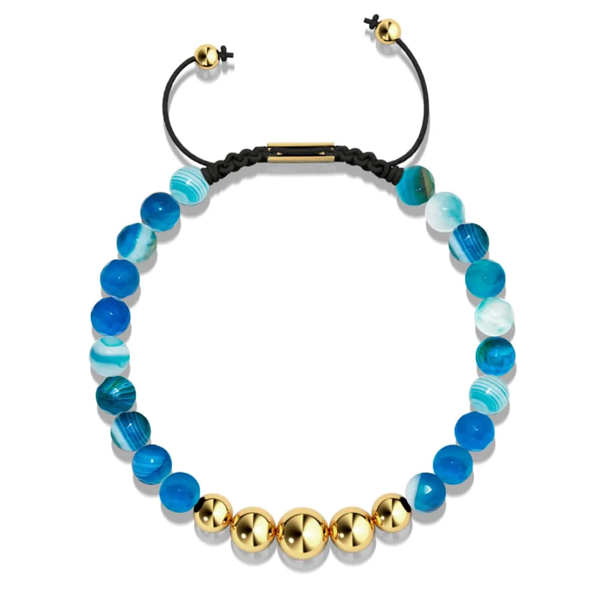 Blue Line Agate | Gold | Balance Gemstone Macrame Bracelet