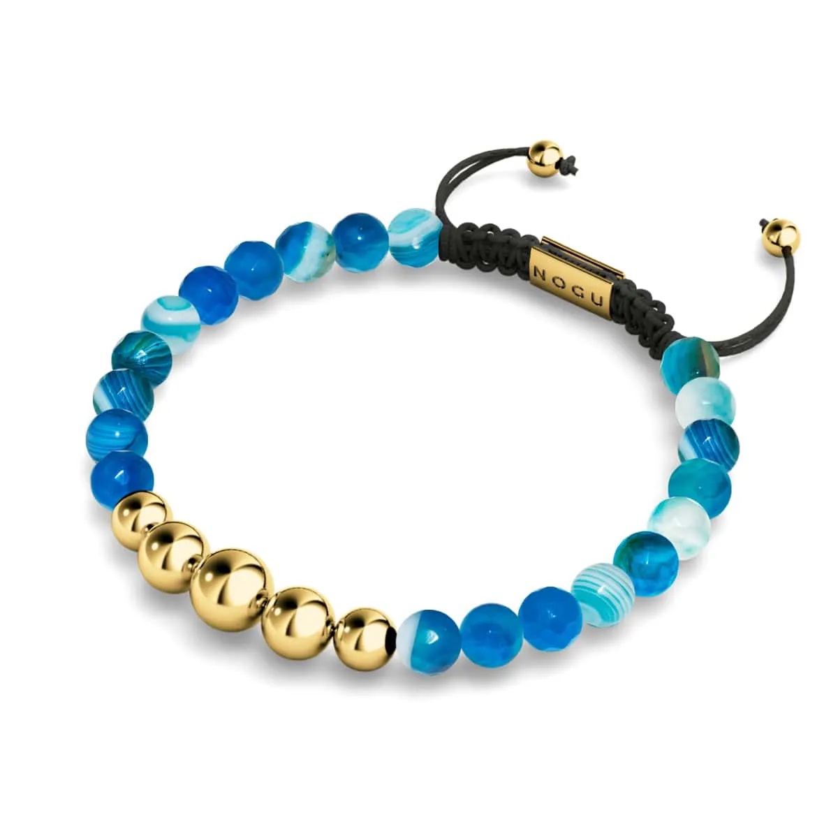 Blue Line Agate | Gold | Balance Gemstone Macrame Bracelet