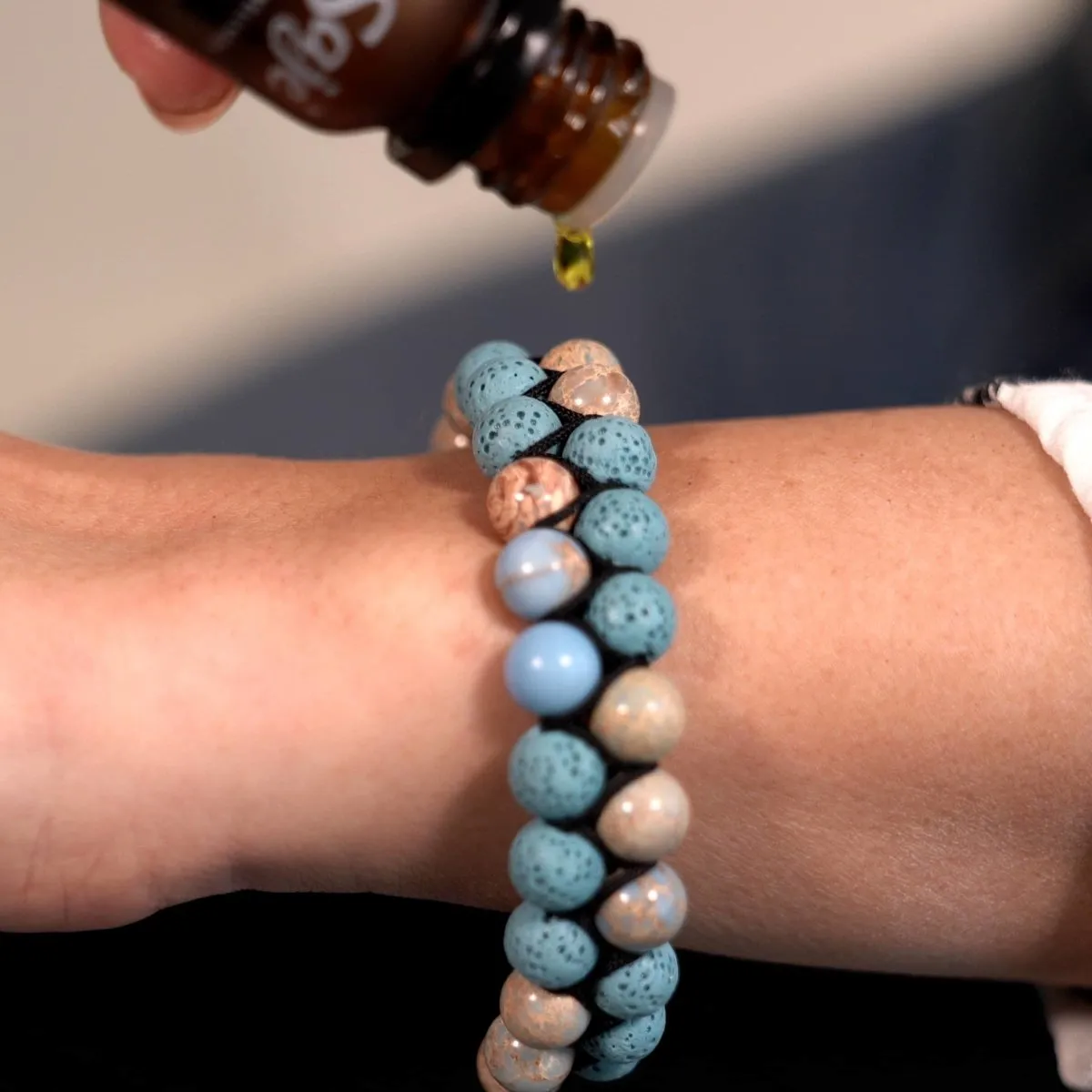 Blue Oceanic Jasper | Gunmetal | Lava Rock Diffuser Bracelet