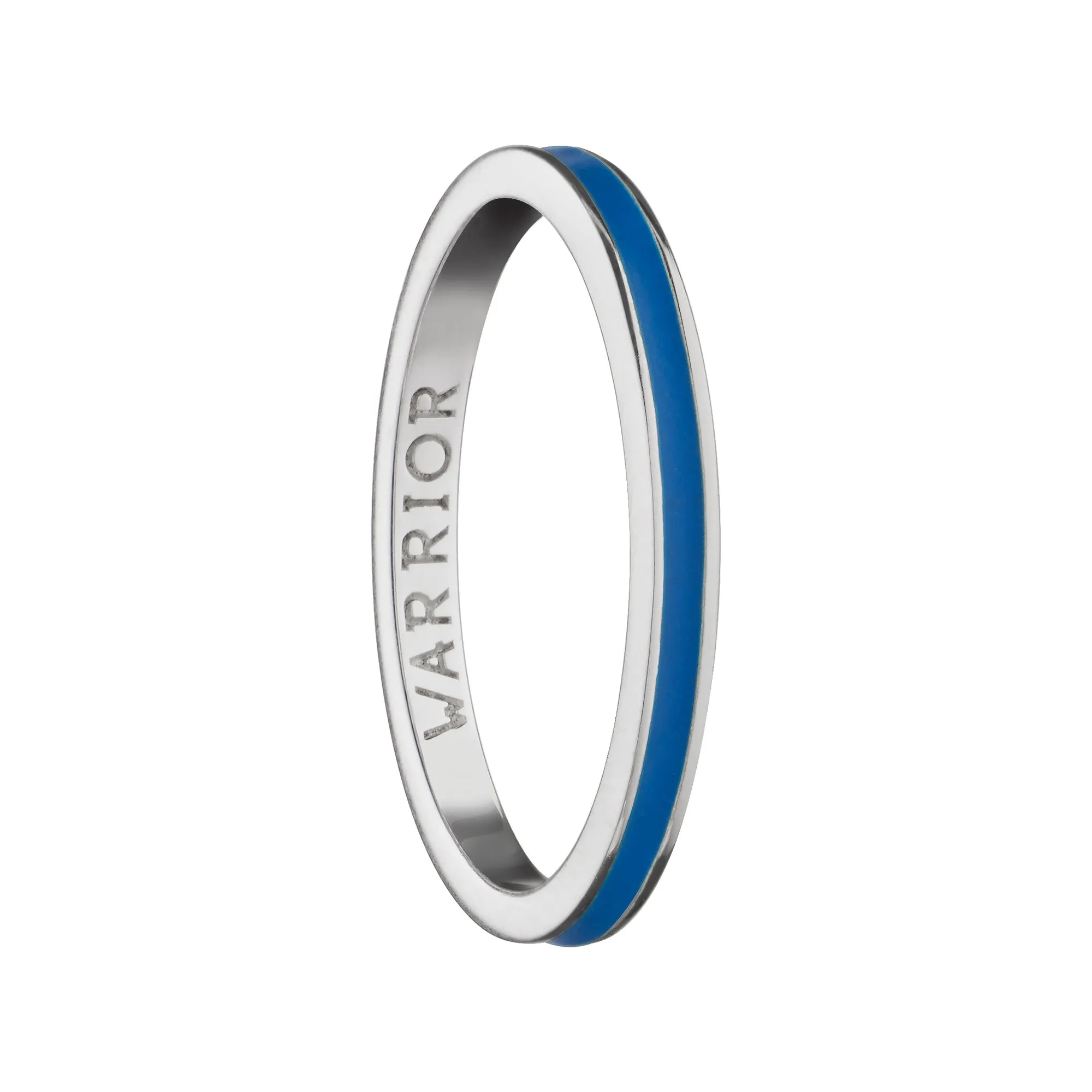 Blue "Warrior" Poesy Stackable Ring