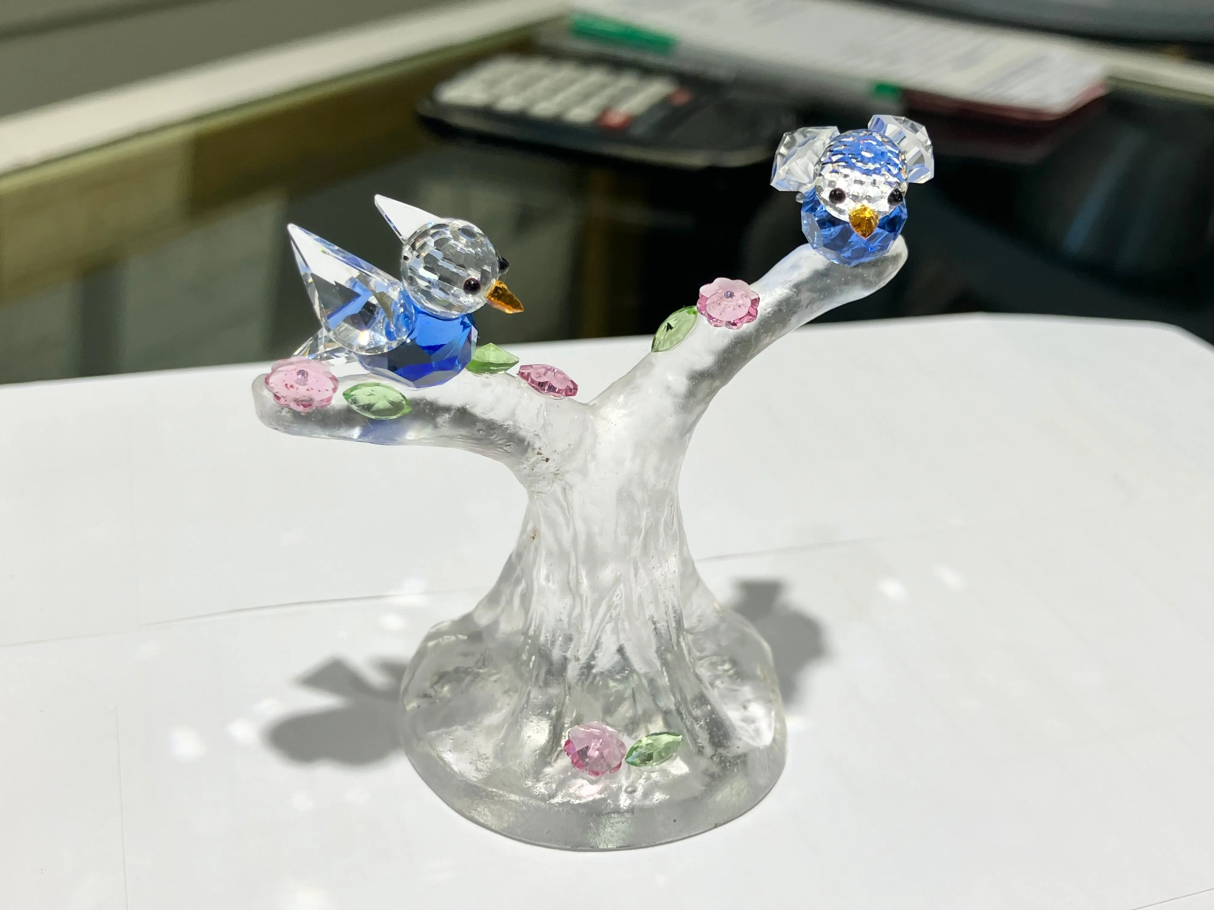 Blue Songbirds Crystal Figurine