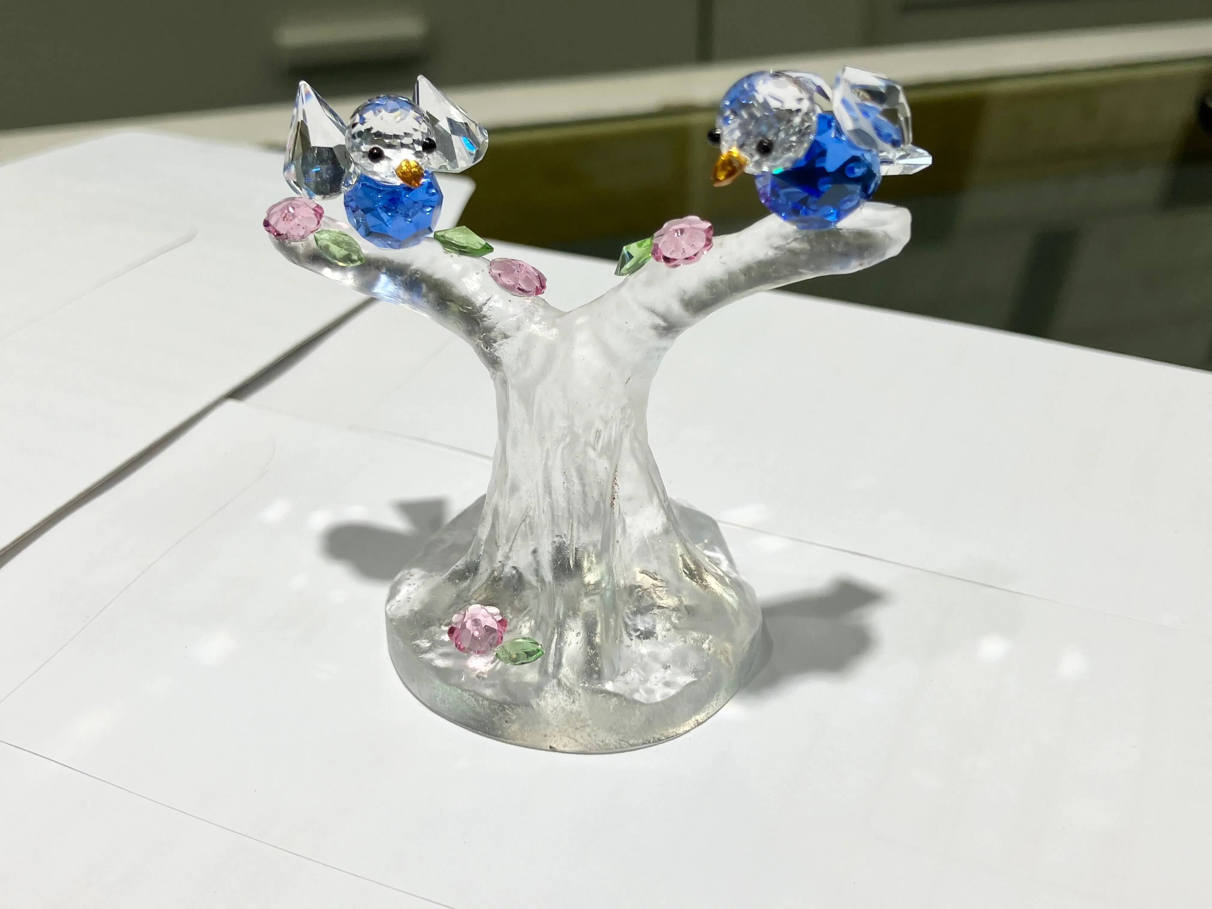 Blue Songbirds Crystal Figurine