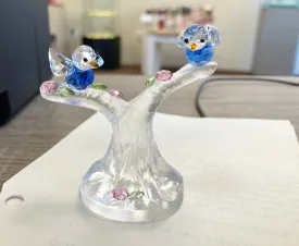 Blue Songbirds Crystal Figurine