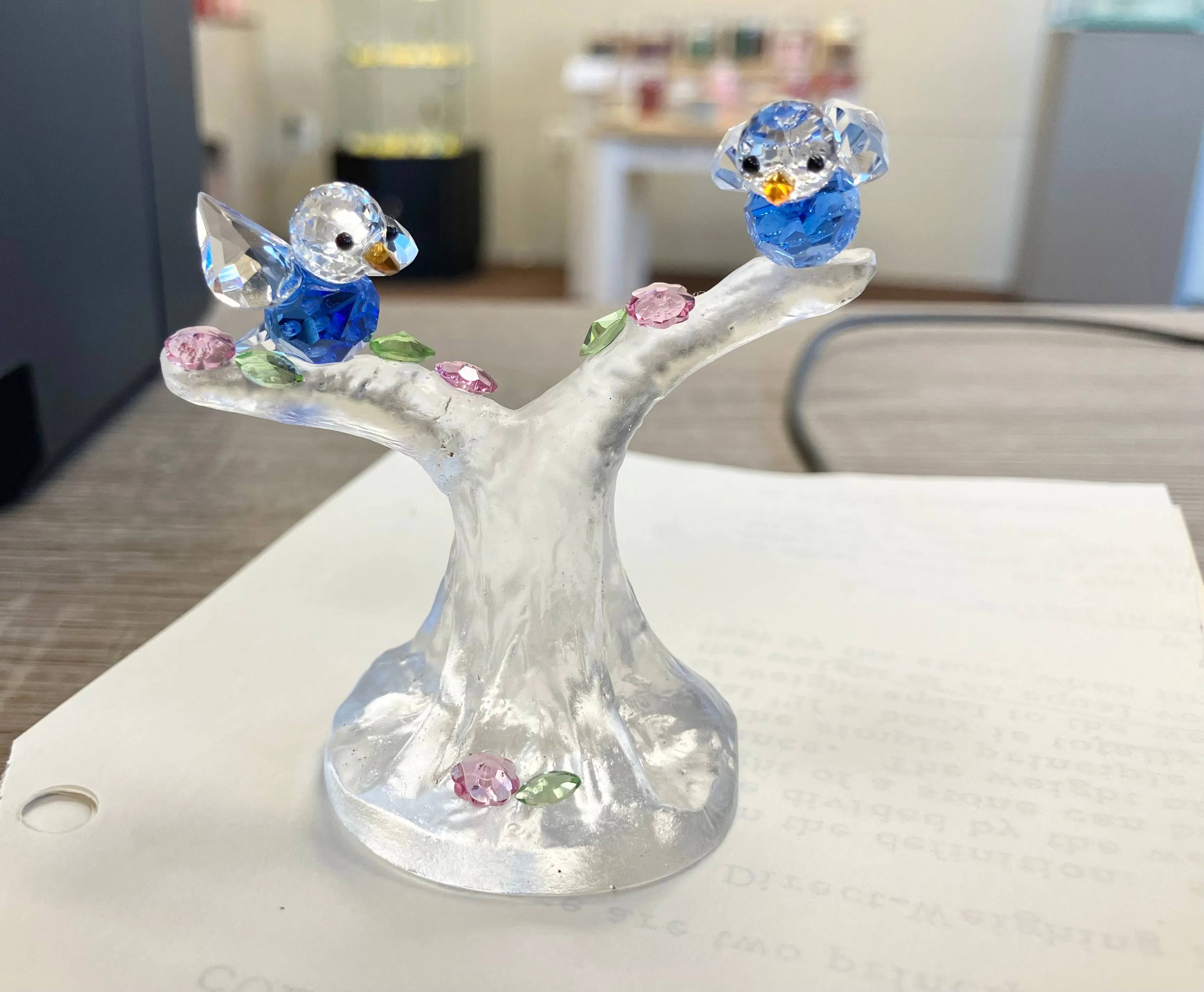 Blue Songbirds Crystal Figurine