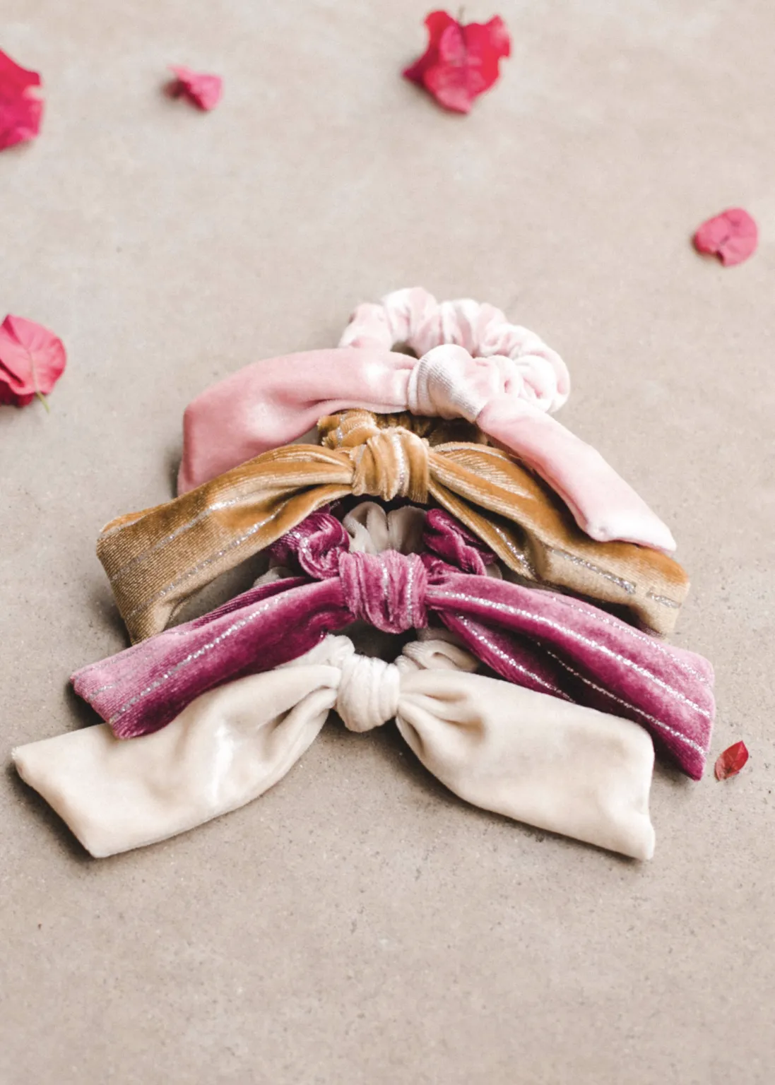 Blush Velvet Bow Scrunchie