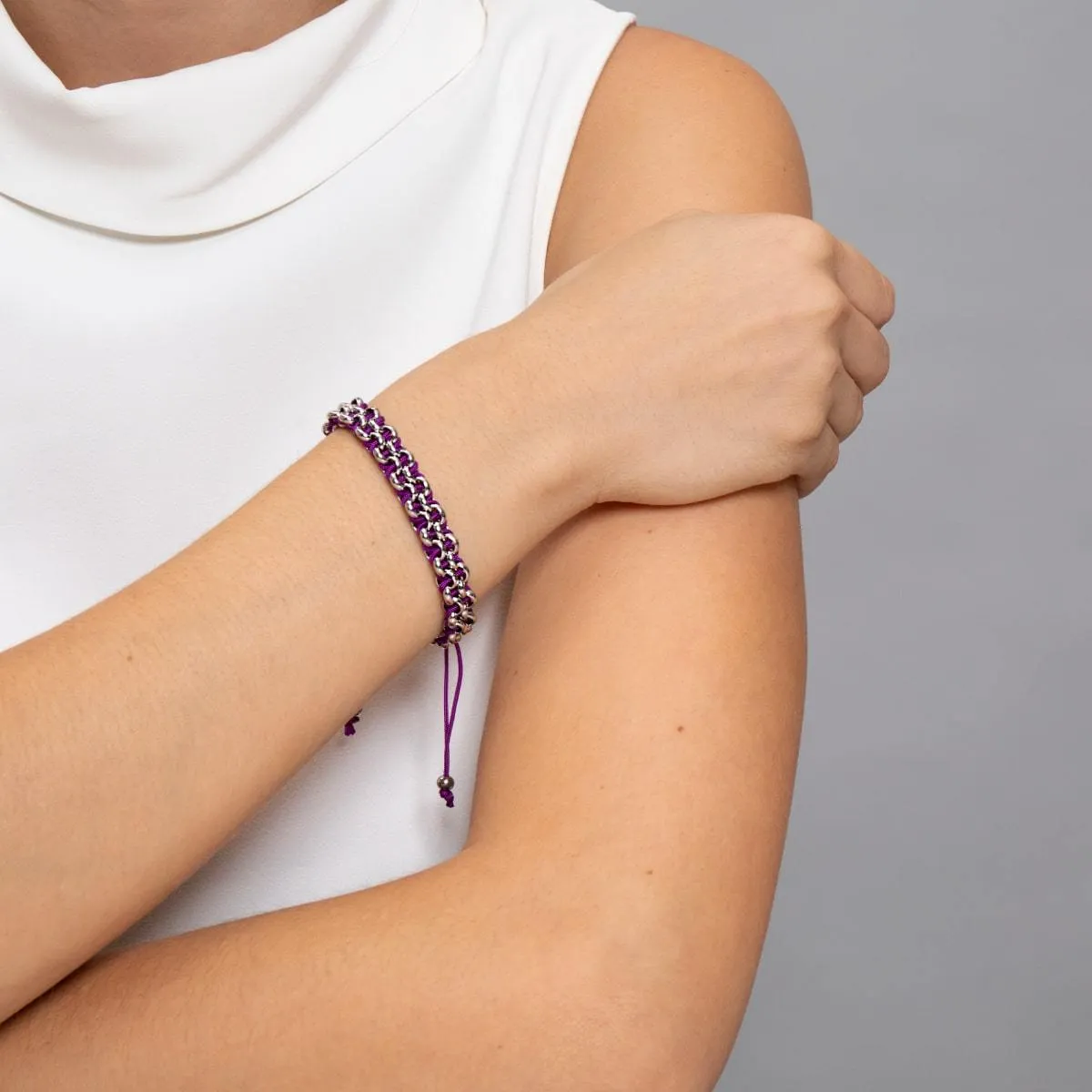 Bonobo Links | Mini Kismet Bracelet | Purple x Silver