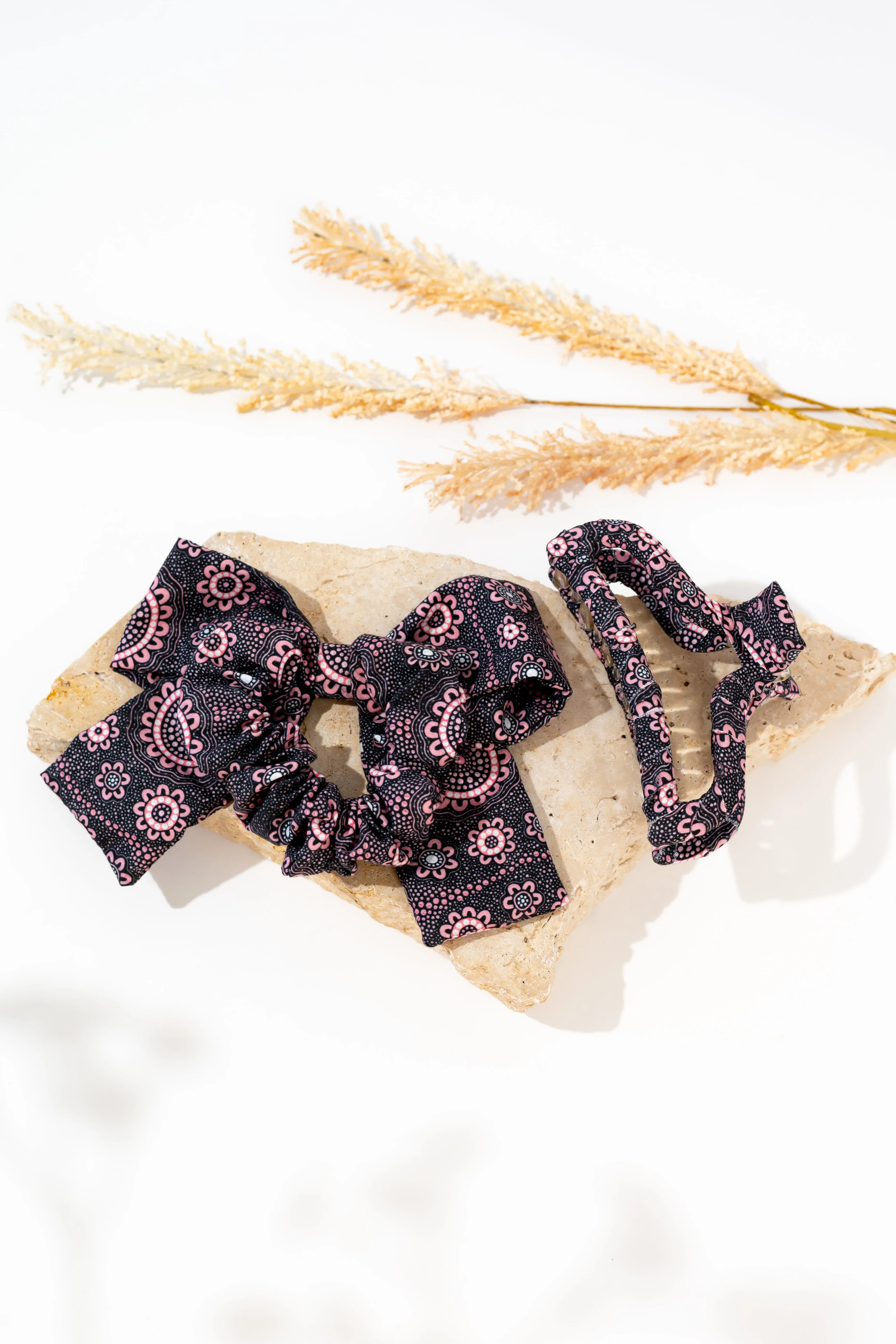 Boobie Sista (No. 2) Bow Scrunchie & Curved Claw Clip