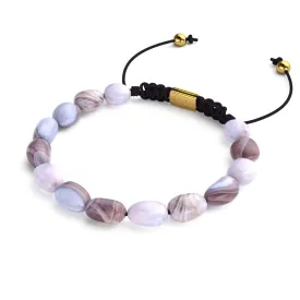 Botswana Agate | Gold | Gemstone Pebble Macrame Bracelet