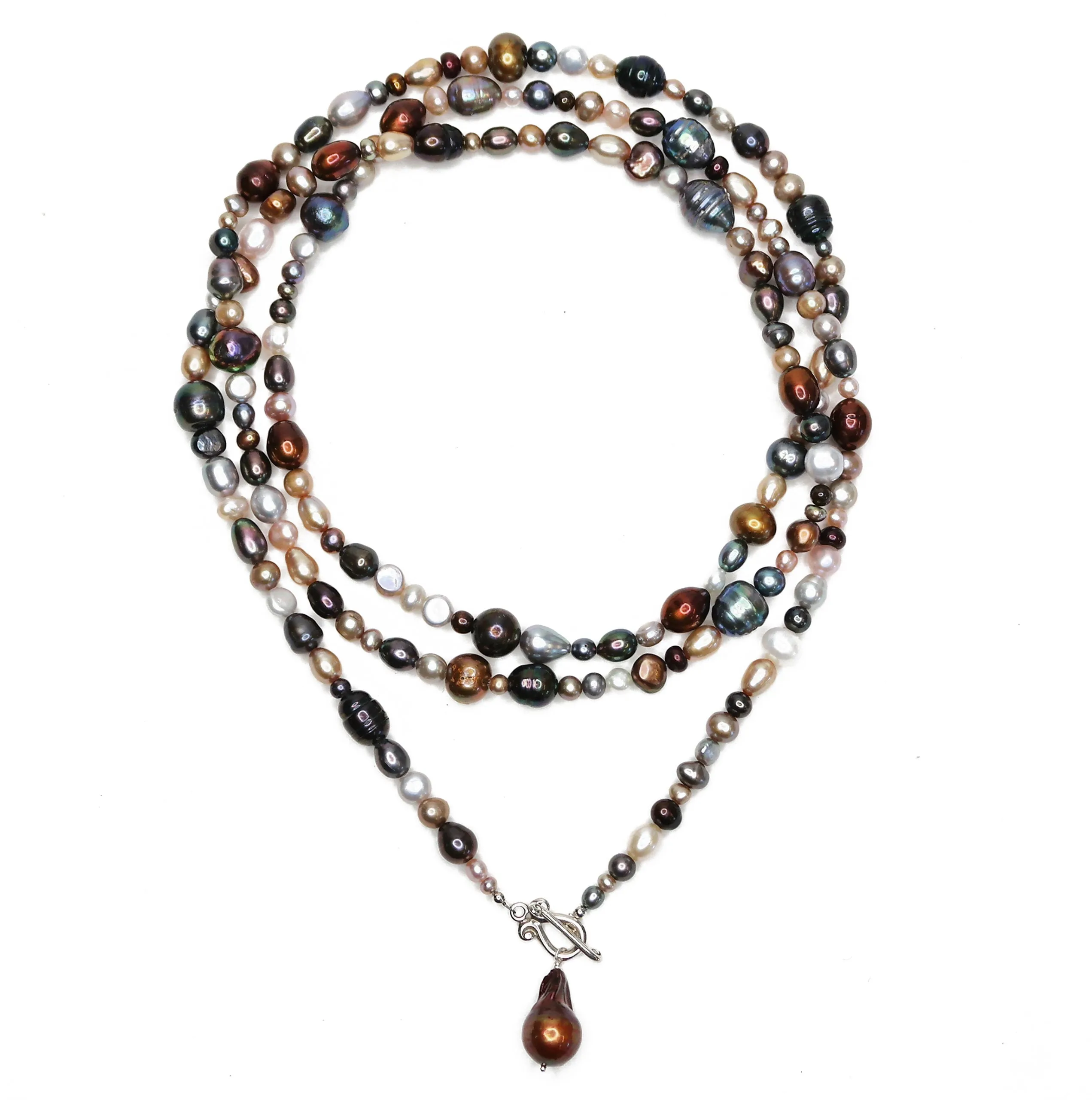 Bronze Baroque Pearl Wrap Necklace