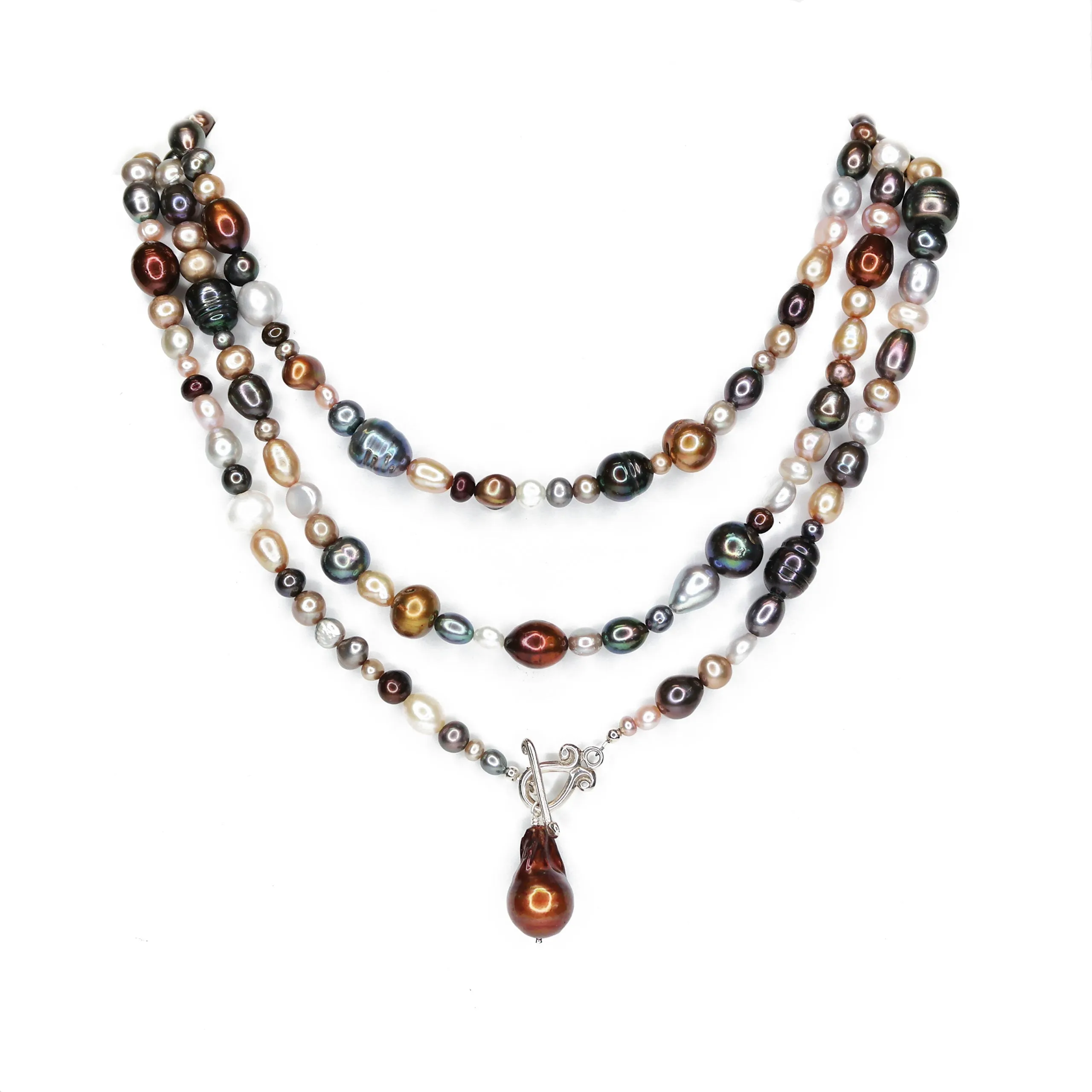 Bronze Baroque Pearl Wrap Necklace