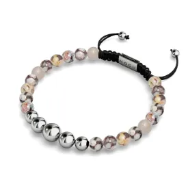 Brown Line Agate | Silver | Balance Gemstone Macrame Bracelet