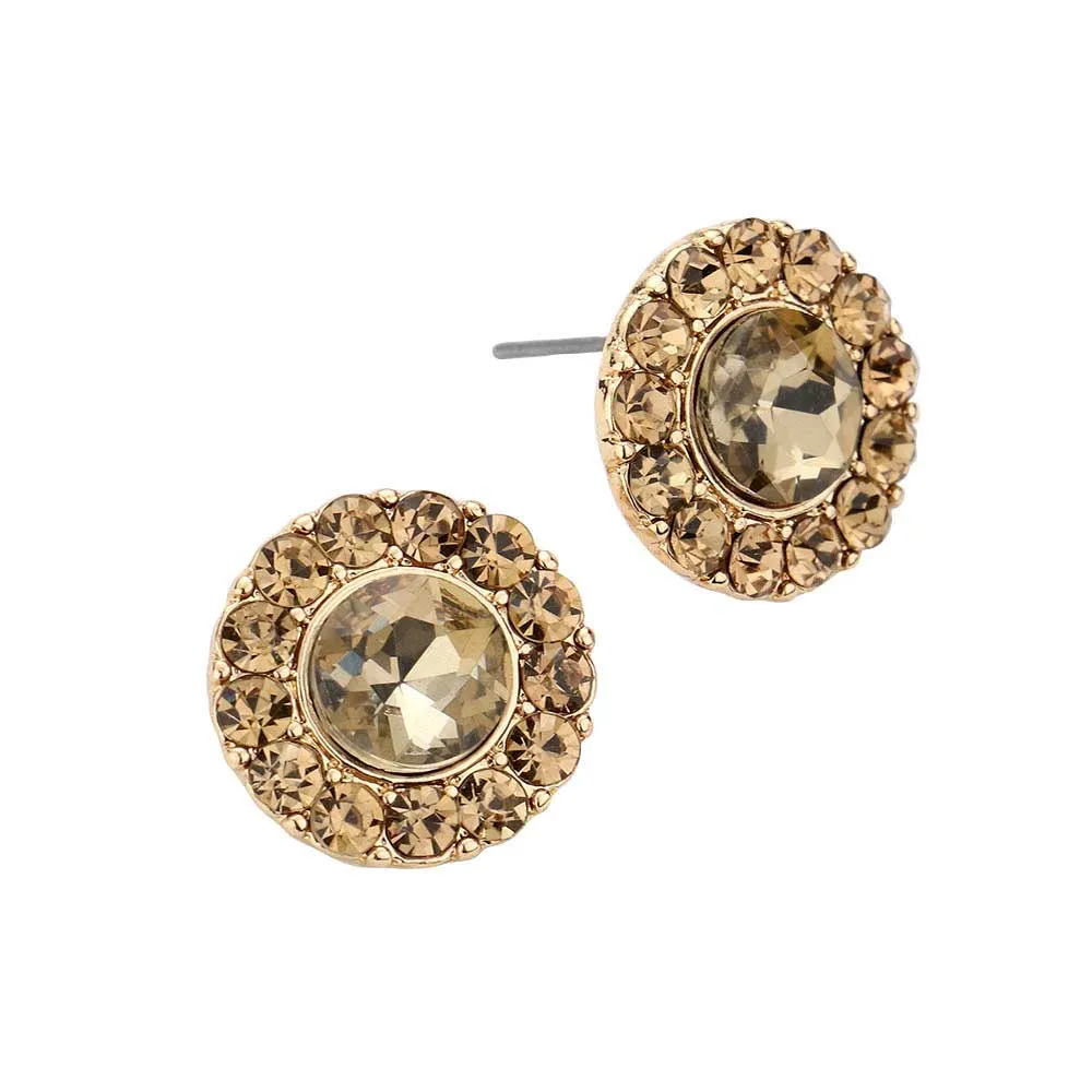 Bubble Stone Embellished Round Stud Earrings