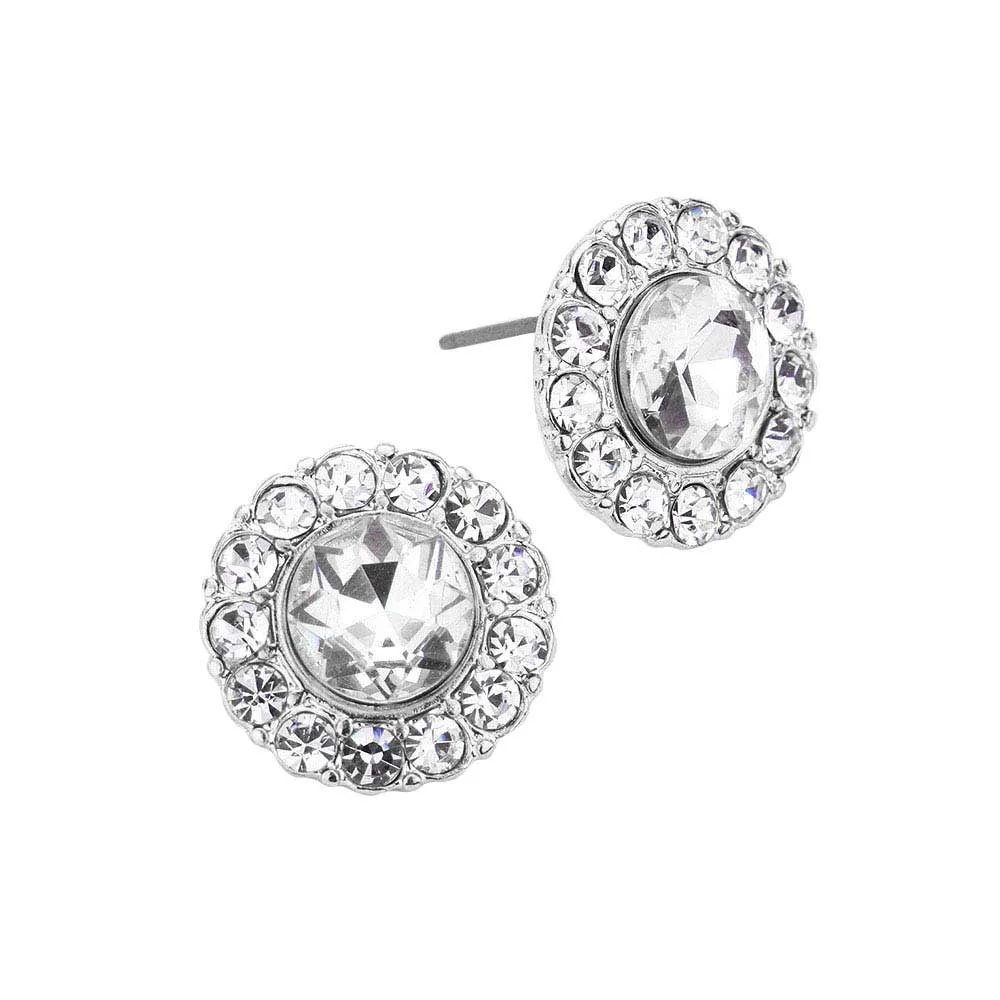 Bubble Stone Embellished Round Stud Earrings