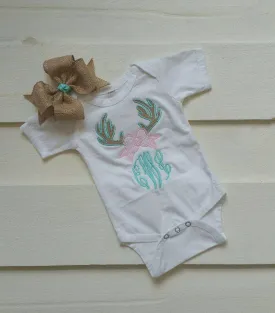 Burlap Deer Antler Onesie/Shirt