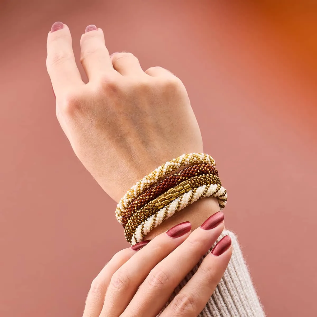 Burnt Caramel | Himalayan Glass Bead Bracelet