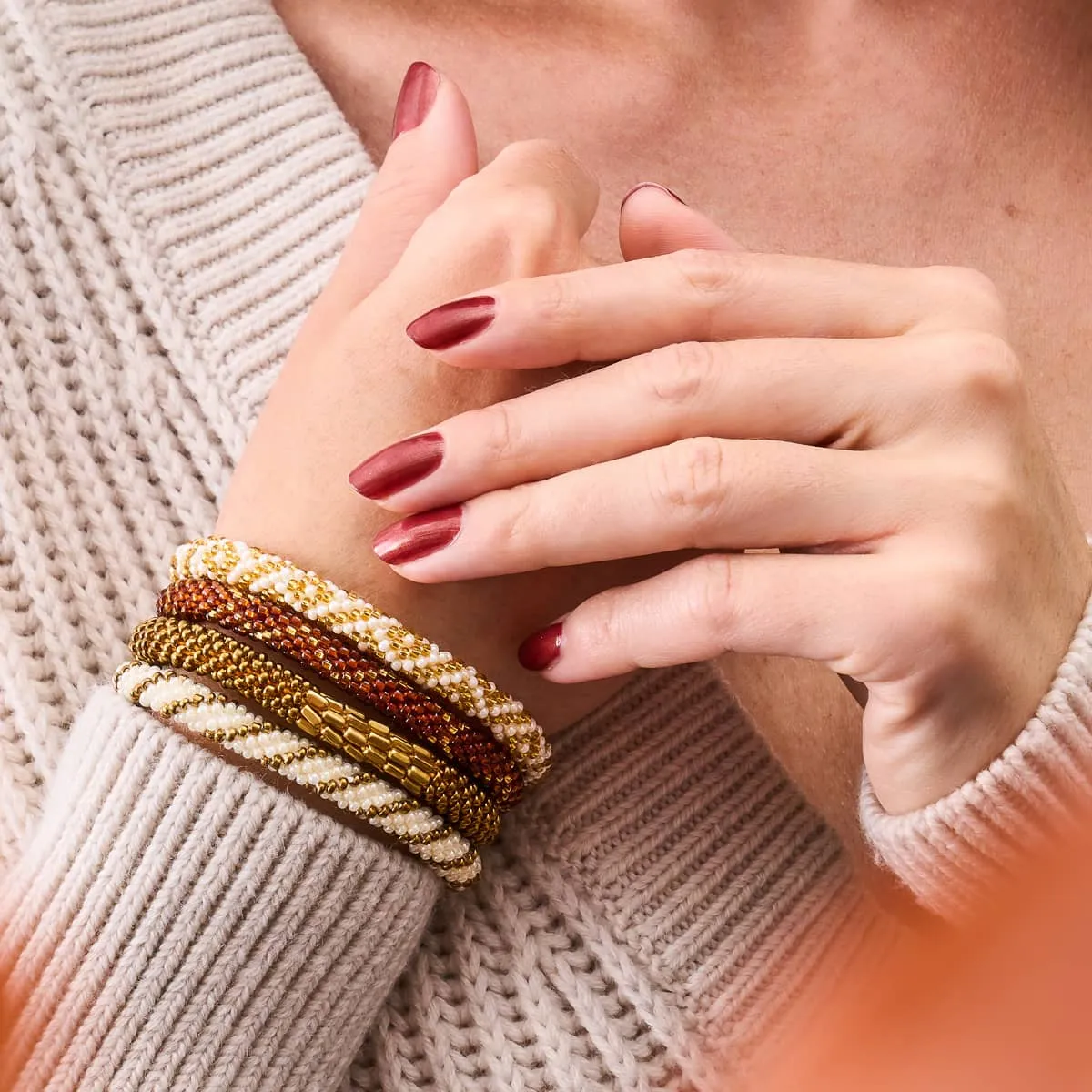 Butter Pecan | Himalayan Glass Bead Bracelet