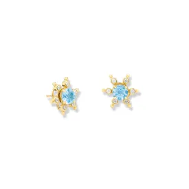 Cactus Earring Halos Yellow Gold - Diamond