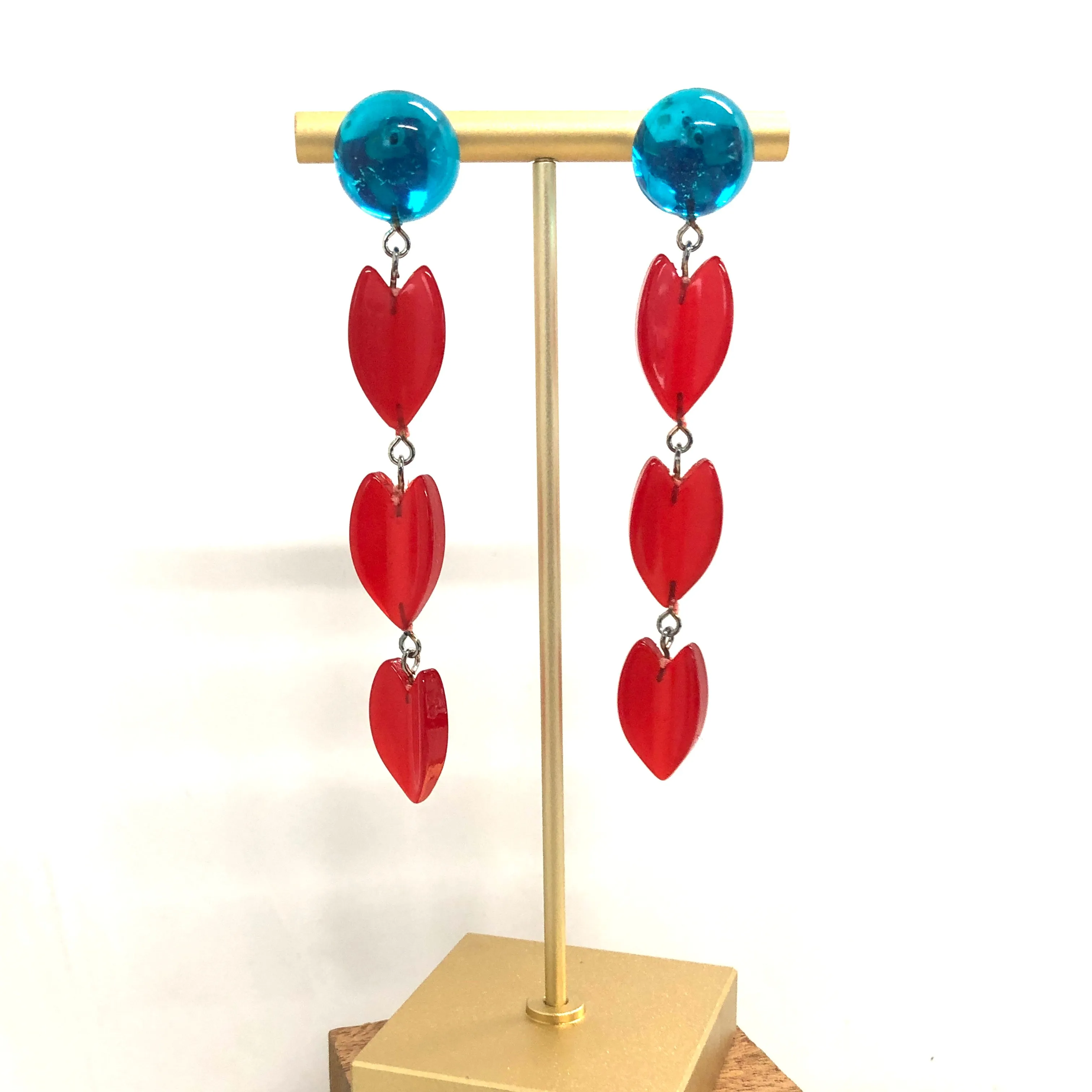 Capri & Cherry Red Moonglow Lucite Statement Earrings