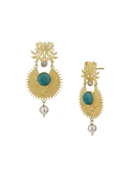 Carlton London Gold Plated Cz Contemporary Drop Earring For Women