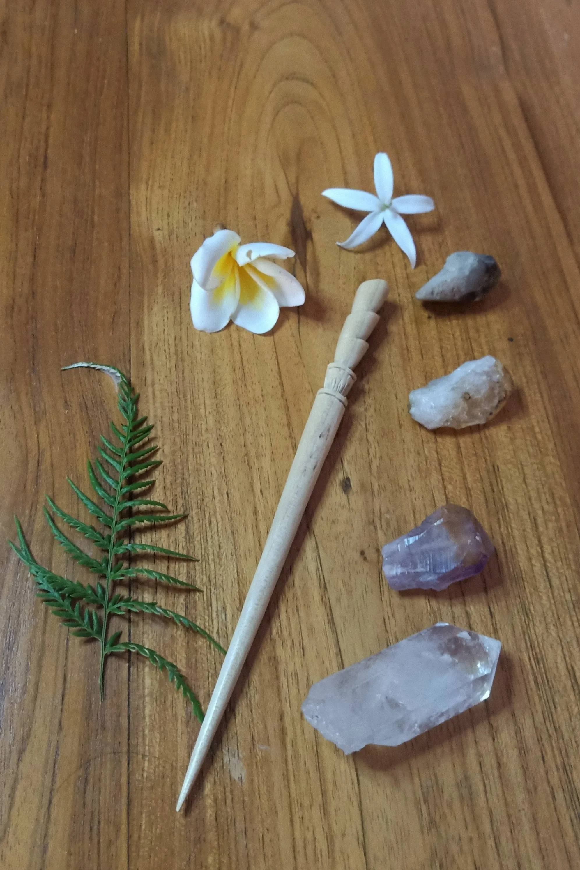 Carved Wooden Hair Sticks